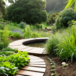 **Prompt 1:** A serene and vibrant permaculture landscape, showcasing a harmonious blend of diverse, multi-layered edible plants, visible rainwater harvesting features (like swales or ponds), and active composting systems. A sense of deep connection to nature and a thriving ecosystem is conveyed, with soft natural light illuminating the abundant greenery. The image should evoke the philosophy of sustainable living and the beauty of working with natural processes.