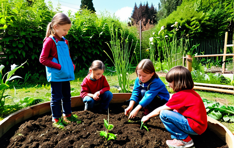 퍼머컬처의 사회적 통합 전략 - Community Garden**

"A vibrant community garden scene in a Polish village, people of all ages workin...