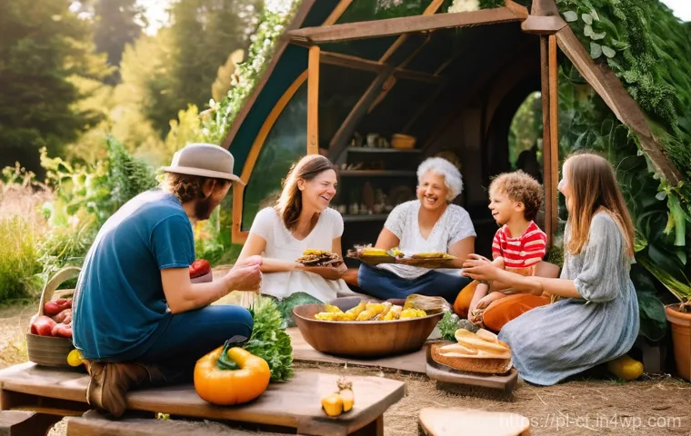퍼머컬처 커뮤니티 내 갈등 관리 - **Prompt:** A lively permaculture design workshop featuring a mix of ages, including young adults an...