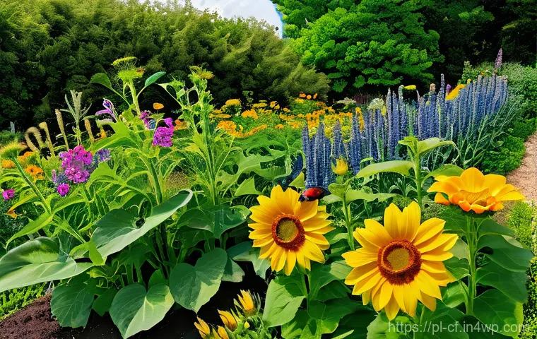 퍼머컬처 시스템의 환경적 장점 - **"A close-up, detailed view of a 'no-dig' permaculture garden bed, showcasing the layered approach ... 퍼머컬처 시스템의 환경적 장점 - **"A close-up, detailed view of a 'no-dig' permaculture garden bed, showcasing the layered approach ...